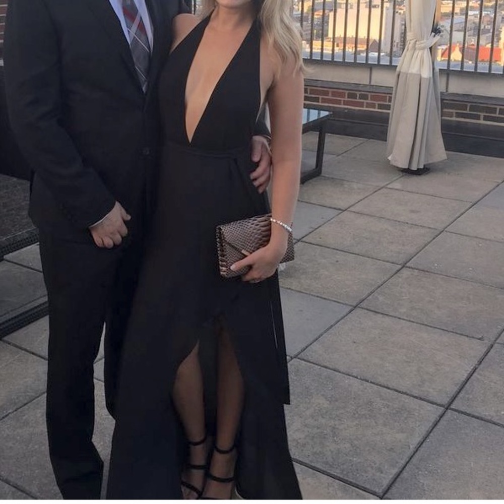 BCBG Plunging neck and backless gown.